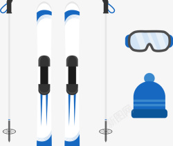 卡通滑雪设备蓝色系卡通滑雪设备矢量图高清图片
