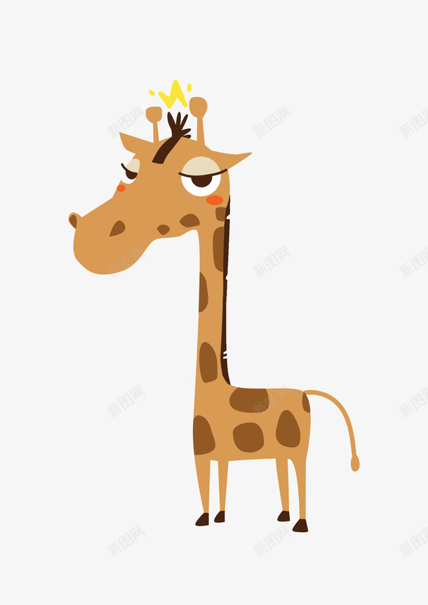 卡通长颈鹿图案png免抠素材_新图网 https://ixintu.com 一个长颈鹿 创意 动物 卡通图案 头大身小 平面 棕色
