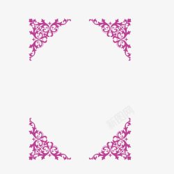 紫色四角花朵边框竖框素材