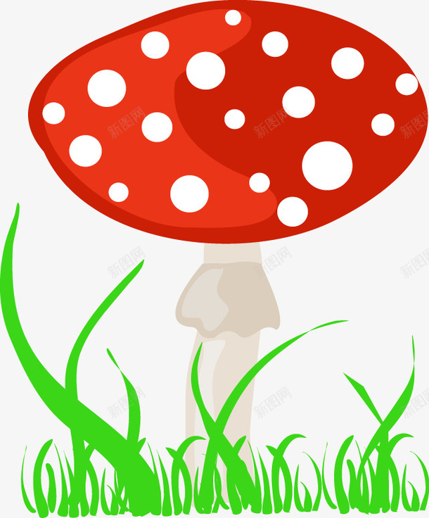 手绘卡通红蘑菇png免抠素材_新图网 https://ixintu.com 卡通 手绘 植物 蘑菇