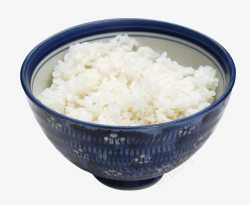 蓝色瓷碗一碗米饭高清图片