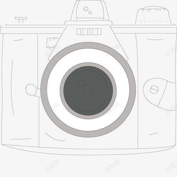 素描相机png免抠素材_新图网 https://ixintu.com 圈圈 快门 手绘 相机 简约 镜头 黑白