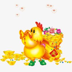 金色小鸡手绘创意合成金色质感的小鸡高清图片