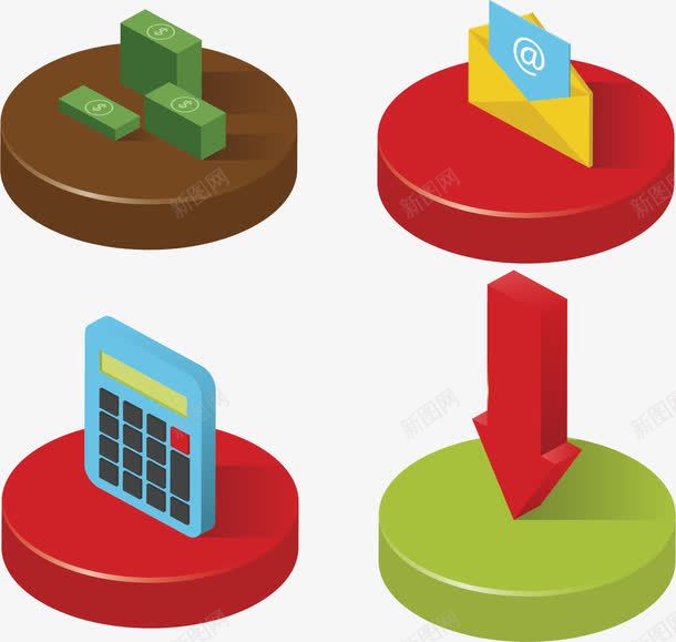 立体红色箭头图标png_新图网 https://ixintu.com 电子邮件 红色箭头 计算器