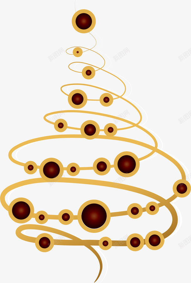 金色线条圣诞树png免抠素材_新图网 https://ixintu.com 圆圈树木 圣诞快乐 圣诞节 节日树木 装饰图案 金色树木