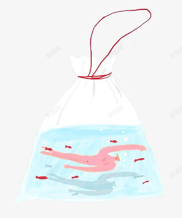 塑料袋泳池png免抠素材_新图网 https://ixintu.com 塑料袋 小鱼 泳池 游泳