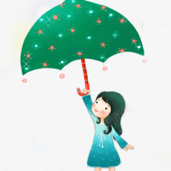 出行带伞带伞的小女孩高清图片