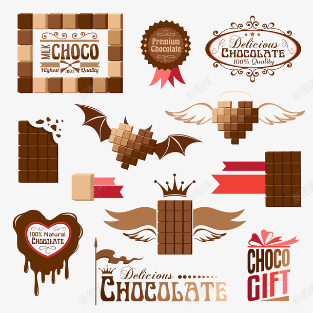 创意可爱的巧克力图标png_新图网 https://ixintu.com 巧克力图标 巧克力块 心形图标