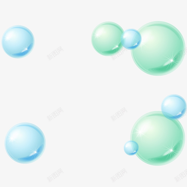 绿色蓝色泡泡png免抠素材_新图网 https://ixintu.com 泡泡 泡泡装饰 绿色 蓝色 蓝色泡泡