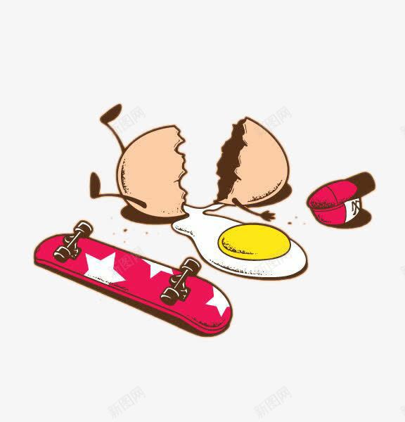 玩滑板的摔烂的鸡蛋人png免抠素材_新图网 https://ixintu.com 创意设计 卡通手绘 玩滑板 鸡蛋人