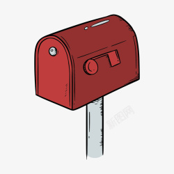 邮箱免扣PNG图手绘红色的邮箱高清图片