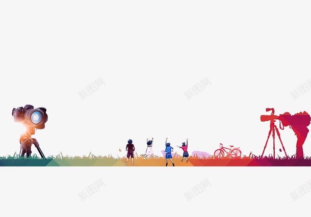 摄影场景png免抠素材_新图网 https://ixintu.com 人物 光影 摄像机 红色 自行车