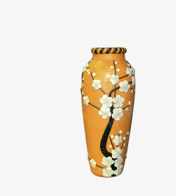 黄色中国风花瓶装饰图案素材