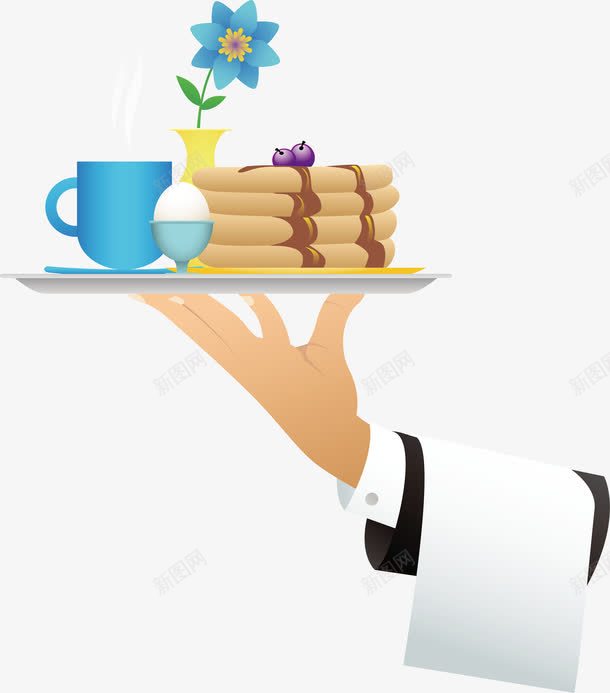 卡通美味早餐png免抠素材_新图网 https://ixintu.com 卡通元素 咖啡 托盘 美味早餐 营养 面包