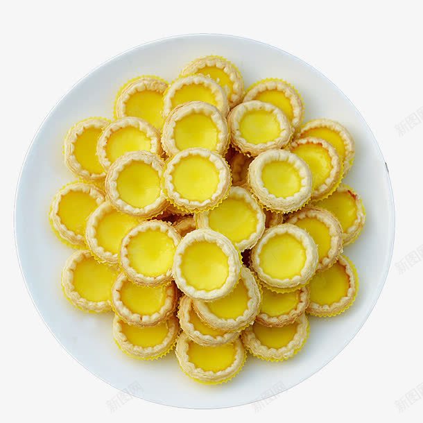 盘子上的蛋挞png免抠素材_新图网 https://ixintu.com 油炸 点心 糕点 蛋挞 黄色