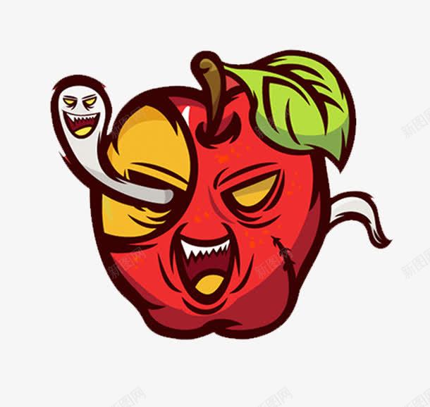邪恶的红苹果png免抠素材_新图网 https://ixintu.com 创意 叶子 恶魔 水果 白蛇 红苹果 表情 邪恶