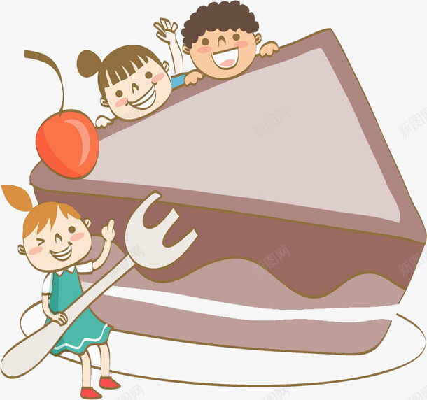 吃蛋糕的孩子png免抠素材_新图网 https://ixintu.com 女孩 微笑 水彩 男孩 盘子 碟子 美食 蛋糕 食物 高兴