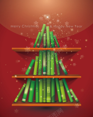 绿色图书圣诞树点点广告背景矢量图背景