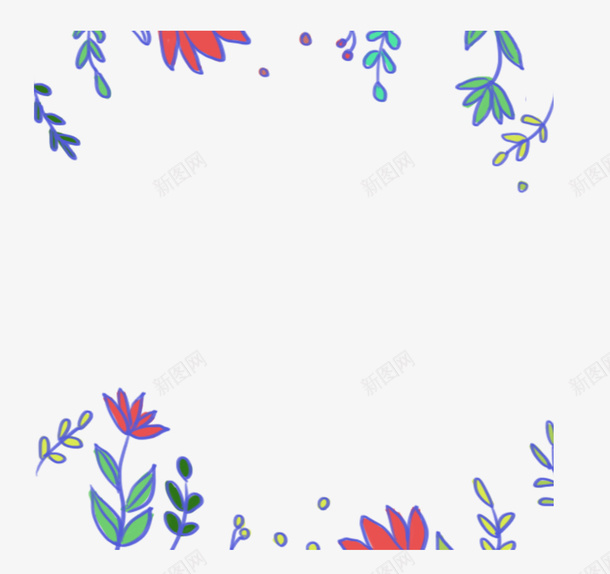 彩色植物装饰边框元素psd免抠素材_新图网 https://ixintu.com 叶子 彩色 植物 环境 纹理 艺术 花朵 装饰 边框