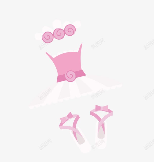 芭蕾舞裙png免抠素材_新图网 https://ixintu.com 卡通 女孩 粉色 裙子 鞋子