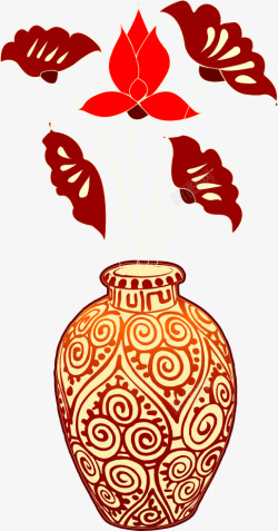 手绘传统花瓶矢量图素材