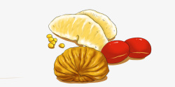 美味柚子板栗红枣和柚子手绘图高清图片
