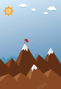 卡通雪山顶风景海报背景矢量图背景