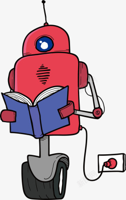 机器人看书看书充电的机器人矢量图高清图片