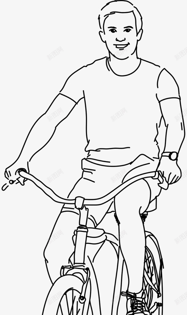 骑车的男人图标png_新图网 https://ixintu.com 帅气的 微笑 男人 男性素描 简笔 素描 自行车 骑车