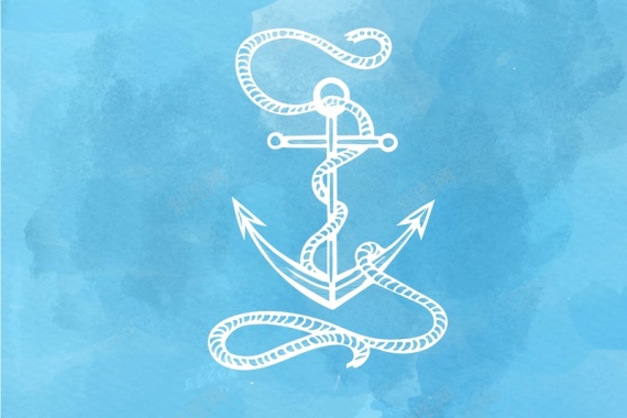 海洋航海手绘蓝色背景矢量背景
