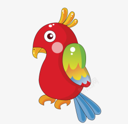 鹦鹉免抠png红色卡通鹦鹉彩色羽毛高清图片
