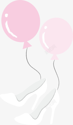 粉色高跟鞋浪漫漂浮气球素材