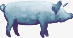 创意水彩野猪插画装饰素材