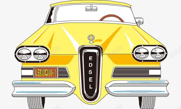卡通手绘黄色汽车正面png免抠素材_新图网 https://ixintu.com 卡通的交通工具 平面汽车素材 手绘的汽车 汽车的正面 黄色的汽车