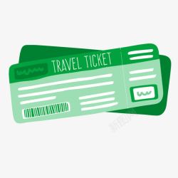 绿色机票卡通绿色机票登机牌高清图片