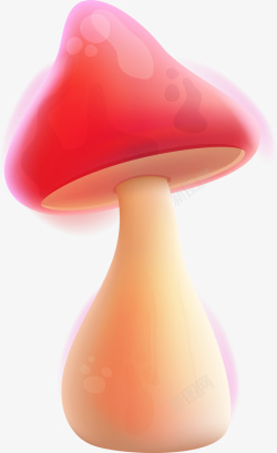 红色水彩蘑菇素材