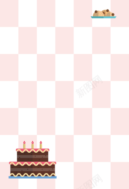 扁平化食物蛋糕蜡烛海报背景矢量图背景