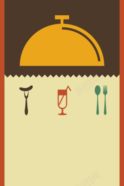 西餐餐馆餐具菜单海报矢量图背景