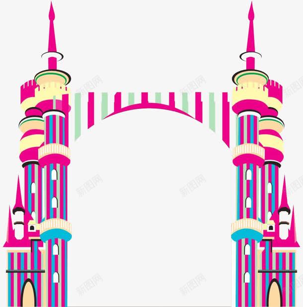 童话城堡大门png免抠素材_新图网 https://ixintu.com 卡通 城堡门 童话 粉色 蛋糕城堡 门
