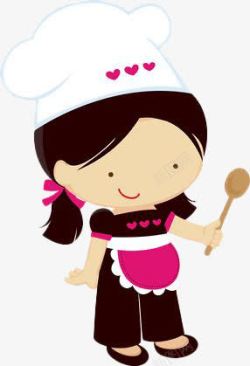 卡通小女孩厨师素材