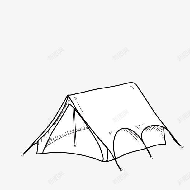 简笔帐篷png免抠素材_新图网 https://ixintu.com 住宿 创意 帐篷 旅游 简笔 素描 线条 黑色的
