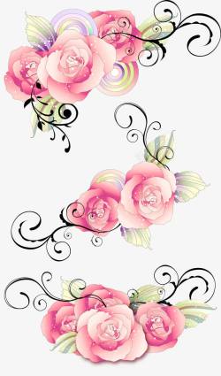 水彩粉色玫瑰花装饰素材