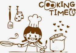 可爱厨娘可爱卡通女厨师做饭高清图片
