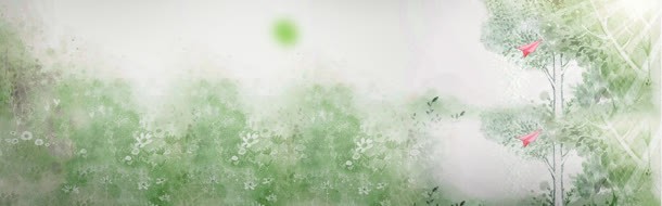 卡通淡绿色花树背景背景