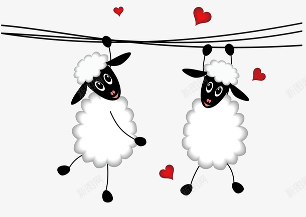 两只可爱的小绵羊png免抠素材_新图网 https://ixintu.com 动物 卡通 小绵羊 玩耍的羊 白色的动物 羊