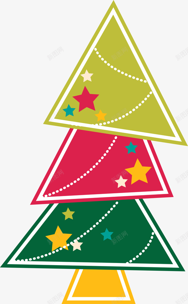圣诞节创意圣诞树png免抠素材_新图网 https://ixintu.com 创意圣诞树 喜庆 圣诞节 多彩圣诞树 多彩星星 星星装饰