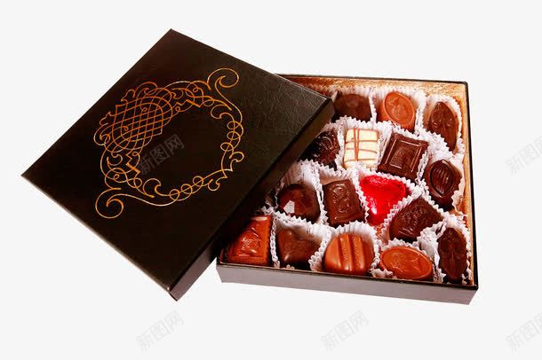 巧克力礼盒png免抠素材_新图网 https://ixintu.com 可可脂 巧克力 甜食 黑巧克力
