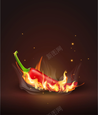 火上辣椒美食海报矢量图背景