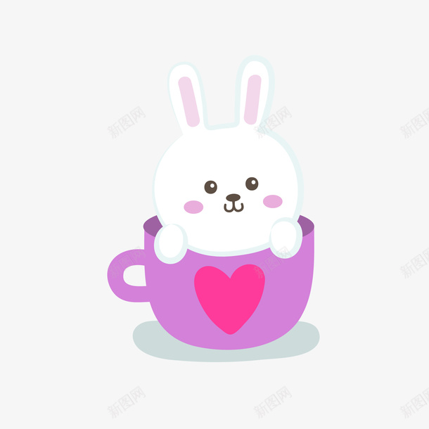 茶杯里的小白兔矢量图eps免抠素材_新图网 https://ixintu.com 卡通 卡通可爱 可爱卡通 可爱的小白兔 小白兔 茶杯 矢量图