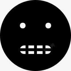 山楂Emoji填补牙齿虚假的笑嘻嘻的脸黑图标高清图片